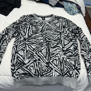 Nike Black and White Geometric Crewneck Sweater